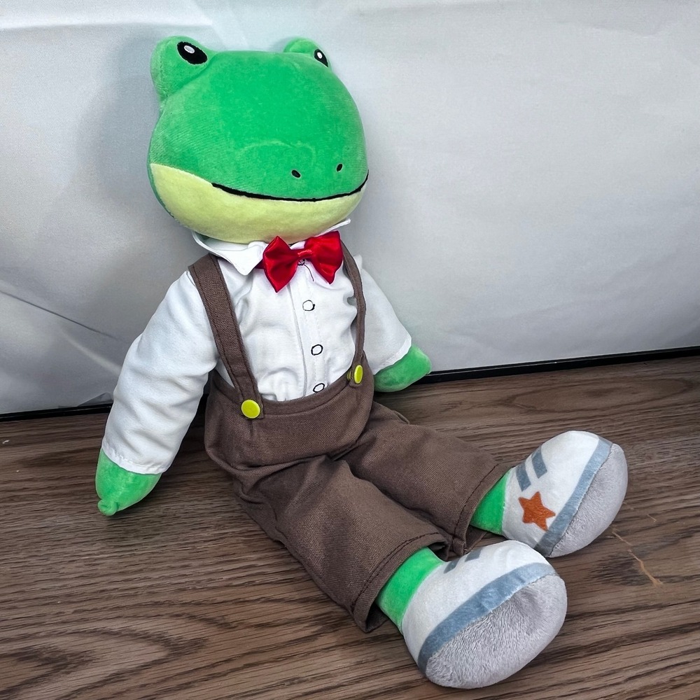 Dapper Frog Plush Stuffed Animal Green 17" Cottagecore Dressed Frog Toy